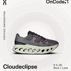 On Running Cloudeclipse Women's size 9.5 ‘rock/Lime’ Running Shoes